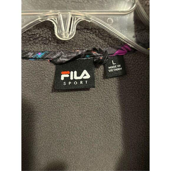 Fila Sport Soft Fleece Jacket Gray Full Zip Up Colorful Size L - Picture 4 of 13